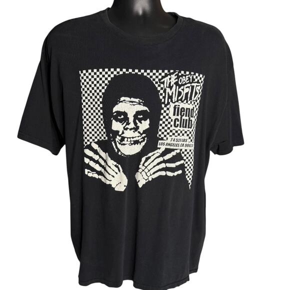 Obey The Misfits Fiend Club Skull Graphic Tee Black XL Punk Rock Band T-Shirt - Picture 1 of 11